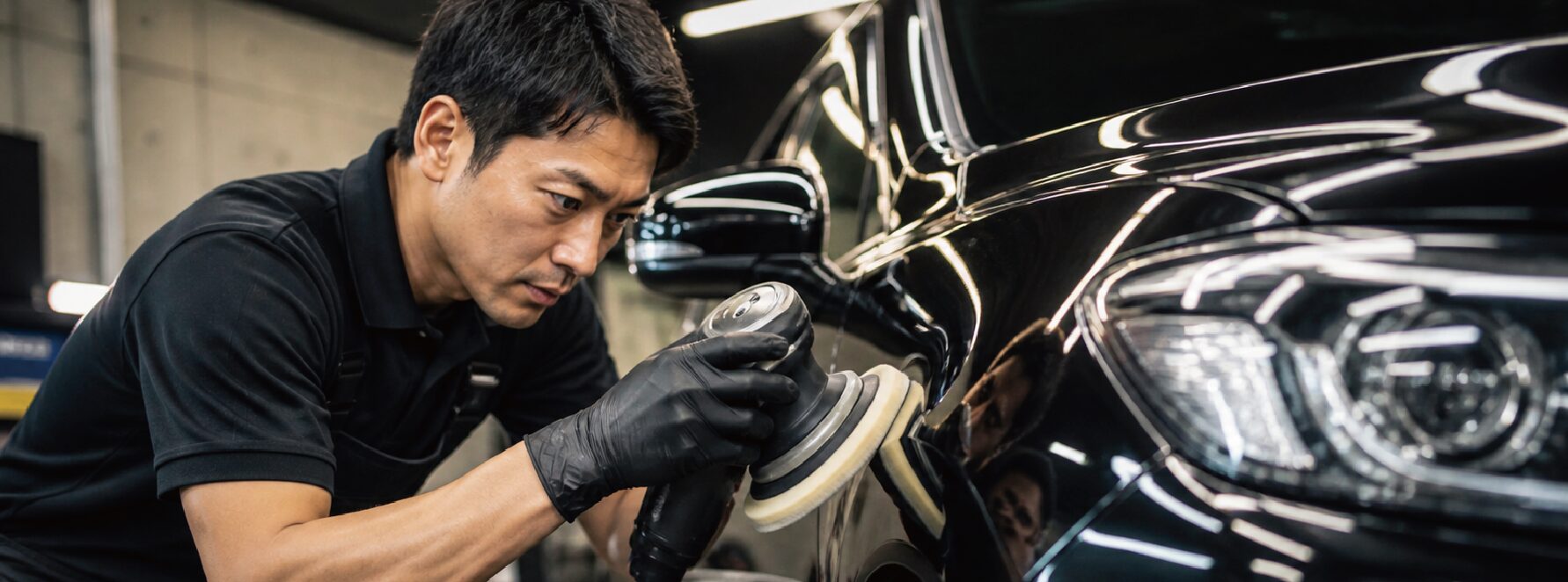 車を磨く写真